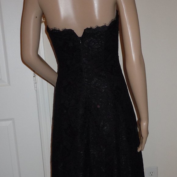 White House Black Market Black Lace Asymmetric Hem Party Dress Sz 0 NWT $240 - Picture 8 of 13